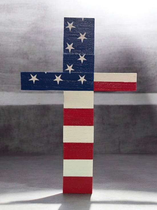 Handcrafted Other - Handcrafted by me Patriotic Cedar Wooden Cross Wall Decor - Red, White & Blue
